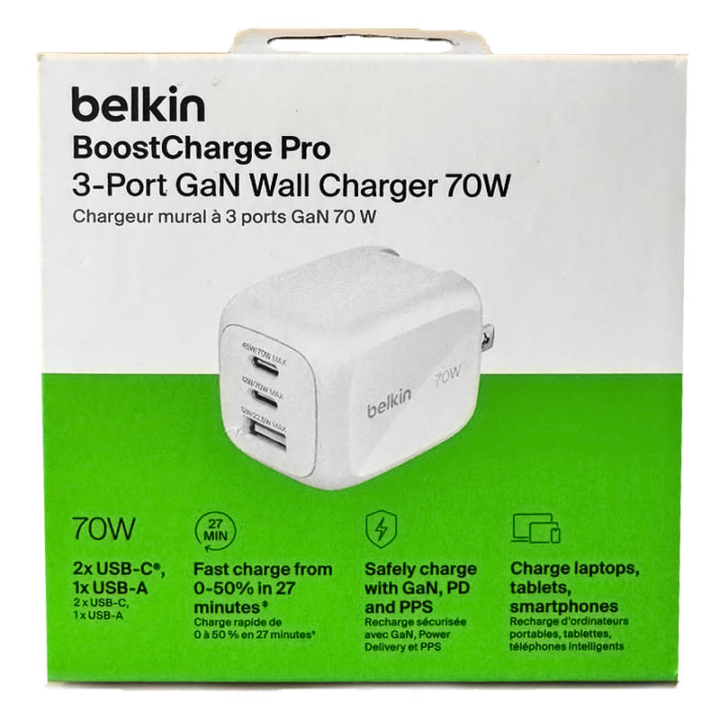 Cargador Belkin 70W BoostCharge Pro GaN 3 Puertos /Blanco - Image 2